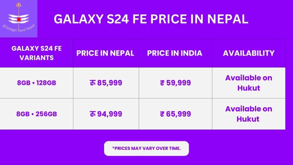 Samsung Galaxy S24 FE Price in Nepal